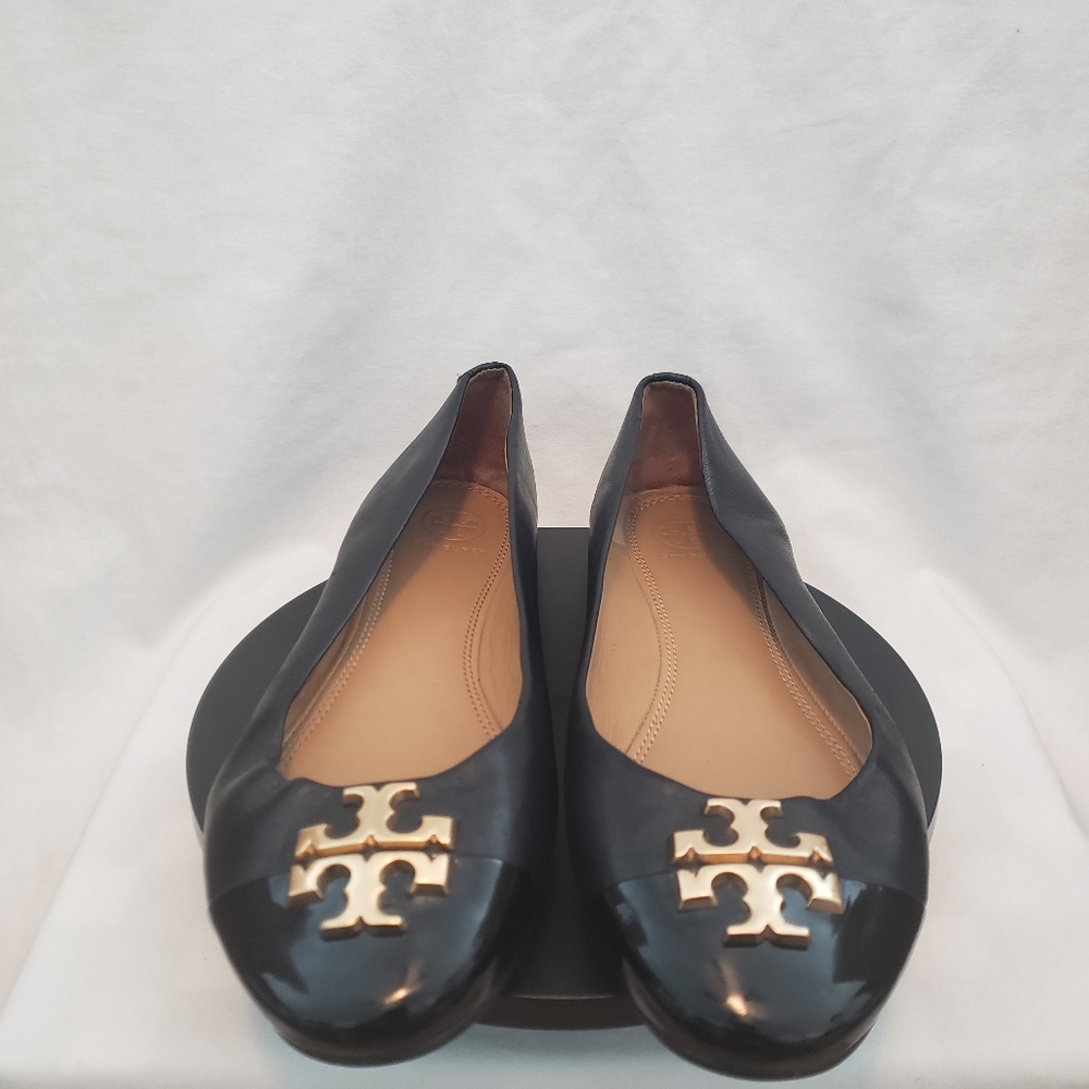 TORY BURCH EVERLY NAPPA LEATHER BALLET FLAT SHOES SZ 7.5